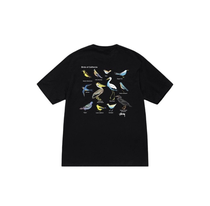 STUSSY BIRD PRINT TEE BLACK