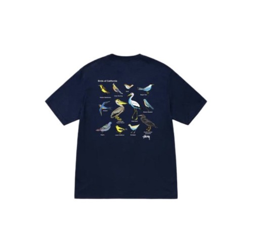 STUSSY BIRD PRINT TEE NAVY