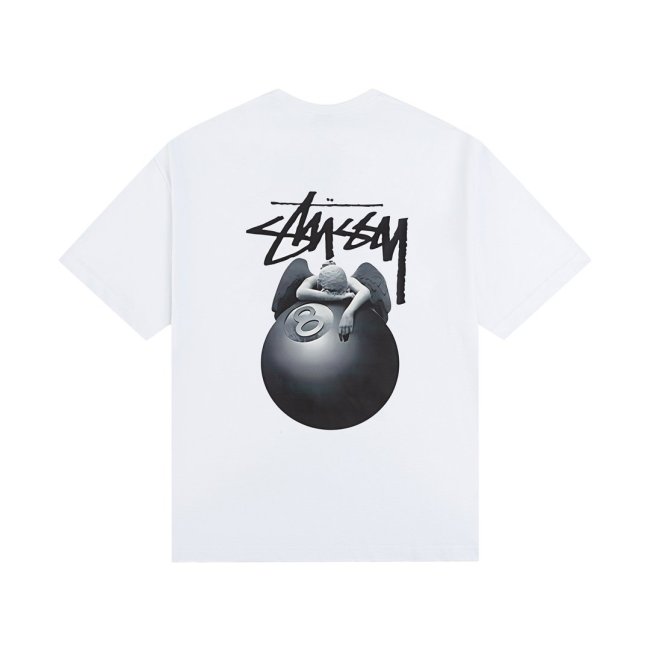 STUSSY 8 BALL ANGEL PRINT TEE WHITE