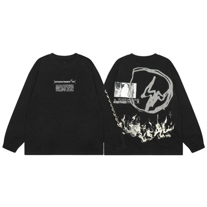 Travis Scott Fire Print Hoodie Black