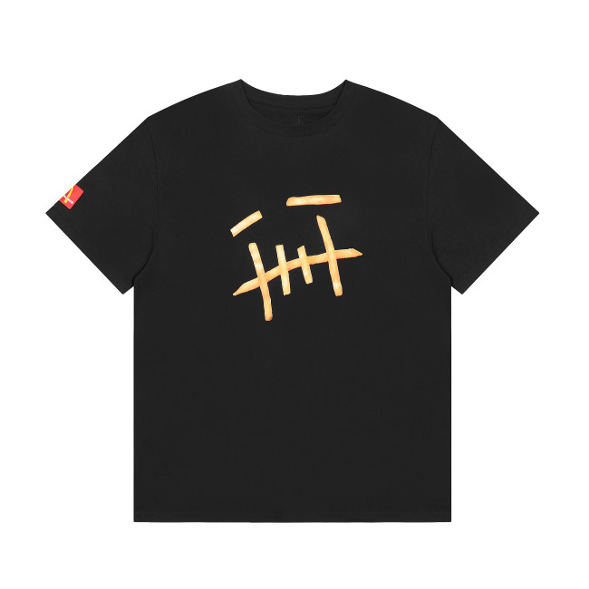 Travis Scott Fries Print T shirt Black