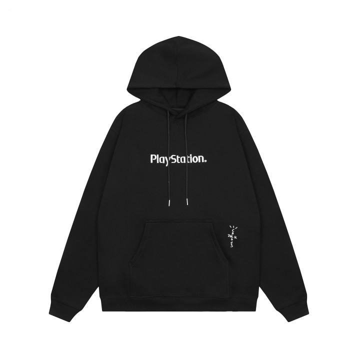 Travis Scott Logo Print Hoodie Black