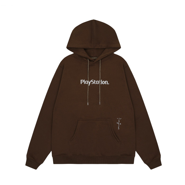 Travis Scott Logo Print Hoodie Khaki