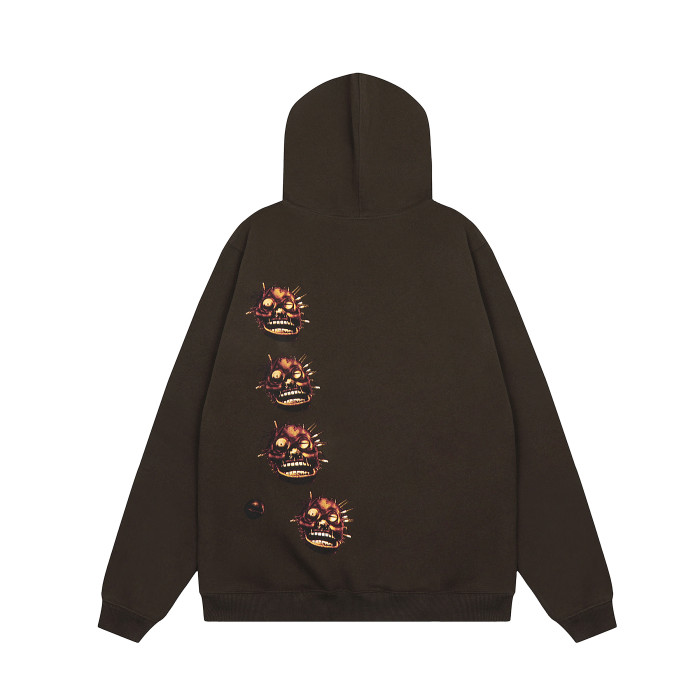 Travis Scott Skeleton Print Hoodie Khaki