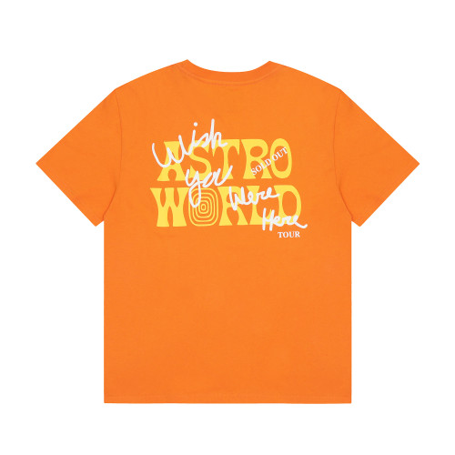 Travis Scott Fire Print T shirt Orange