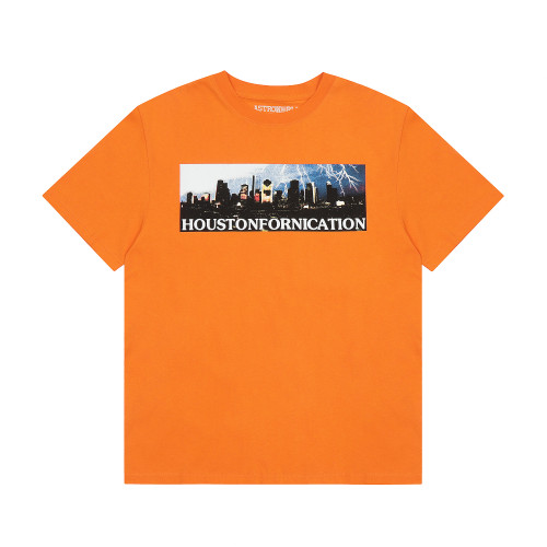 Travis Scott Fire Print T shirt Orange