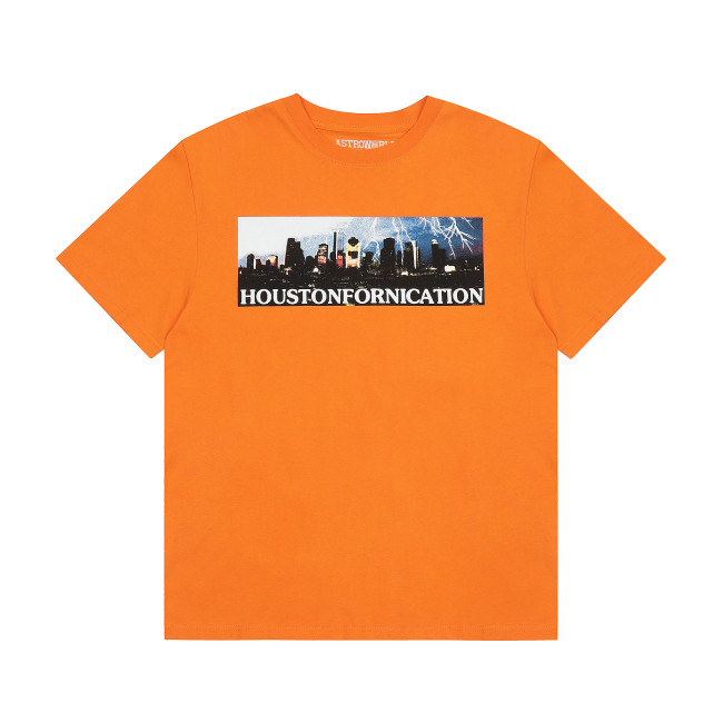 Travis Scott Fire Print T shirt Orange