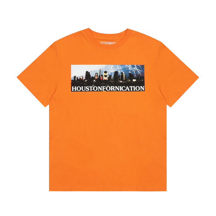 Travis Scott Fire Print T shirt Orange