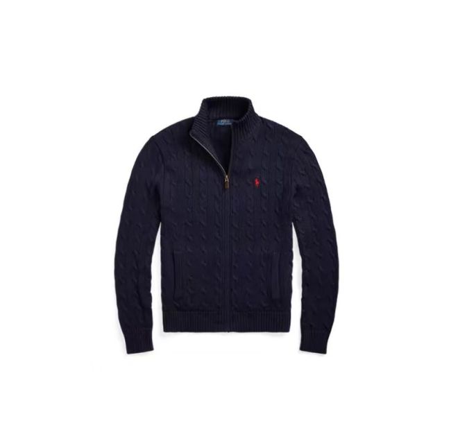 Polo Ralph Lauren SS22 solid color casual micro-label embroidered half-zip sweater men's navy blue