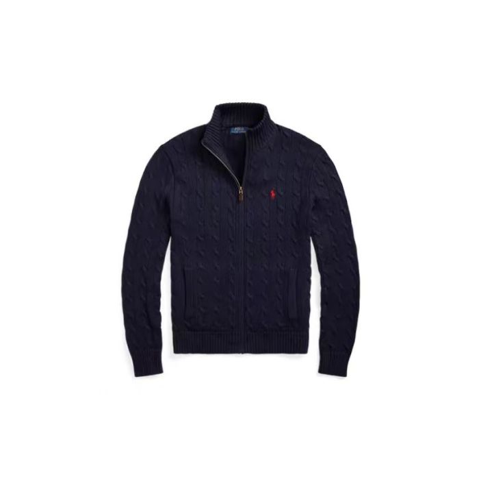 Polo Ralph Lauren SS22 solid color casual micro-label embroidered half-zip sweater men's navy blue