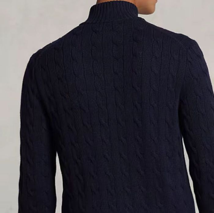 Polo Ralph Lauren SS22 solid color casual micro-label embroidered half-zip sweater men's navy blue