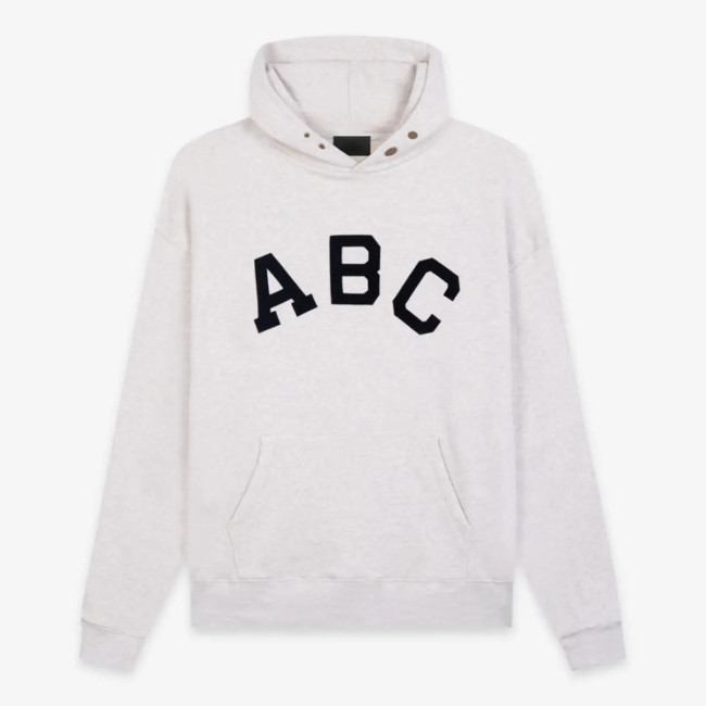 FOG FEAR OF GOD Season 7 main line flocked ABC letter hoodie casual loose sweatshirt gray