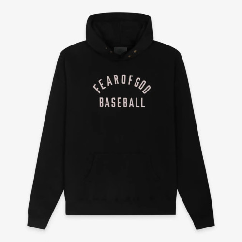 FOG FEAR OF GOD Season 7 Baseball Flocked Hoodie Casual Sweatshirt Black