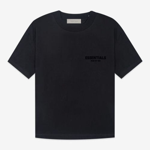 FOG FEAR OF GOD 22 multi-stitched back double row flocking ESSENTIALS letter T-shirt  black