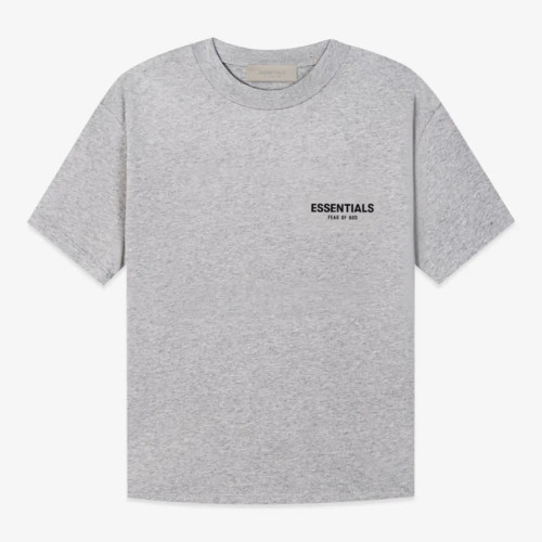 FOG FEAR OF GOD 22 multi-stitched back double row flocking ESSENTIALS letter T-shirt Dark heather gray