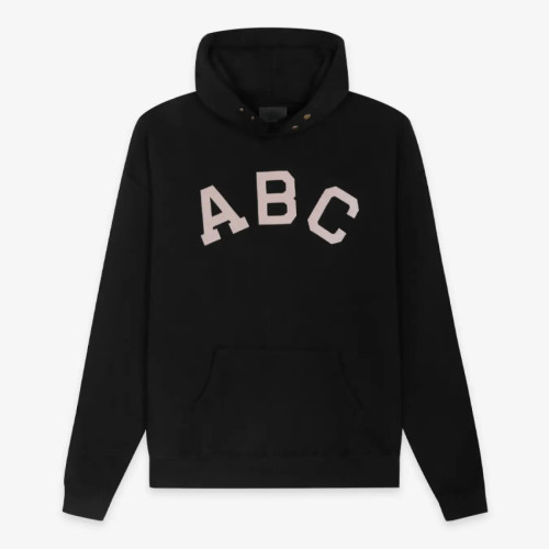 FOG FEAR OF GOD Season 7 main line flocked ABC letter hoodie casual loose sweatshirt black