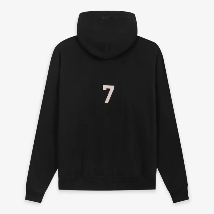 FOG FEAR OF GOD Season 7 main line flocked ABC letter hoodie casual loose sweatshirt black