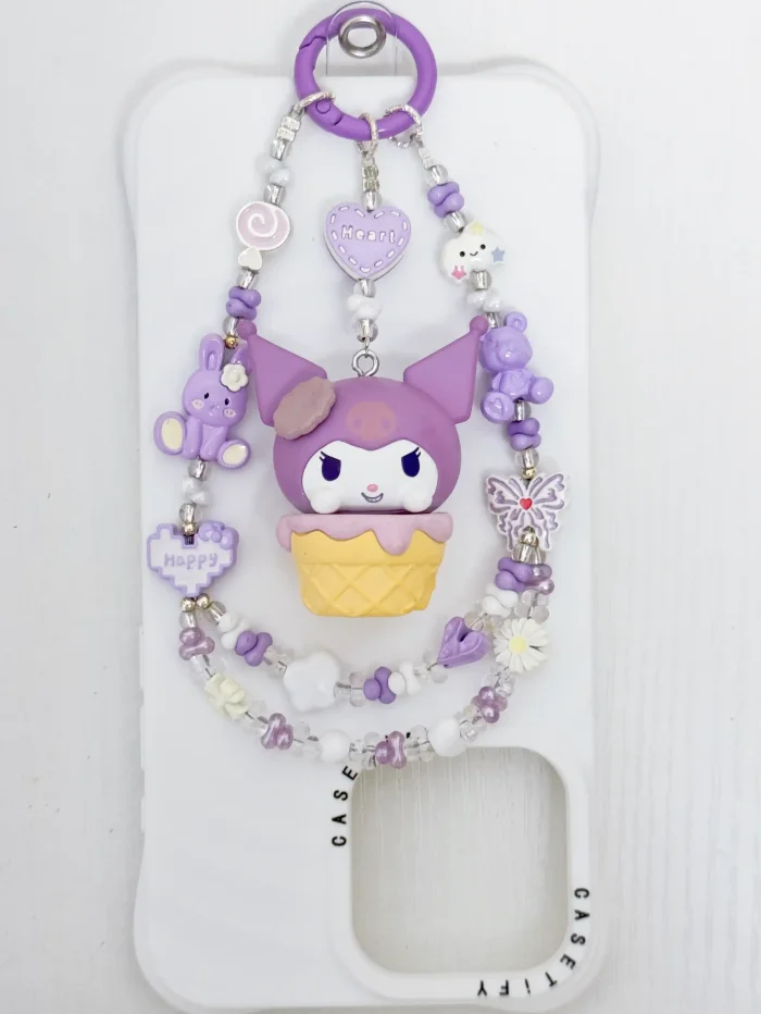 Handmade Alloy Charm Phone Strap Kuromi