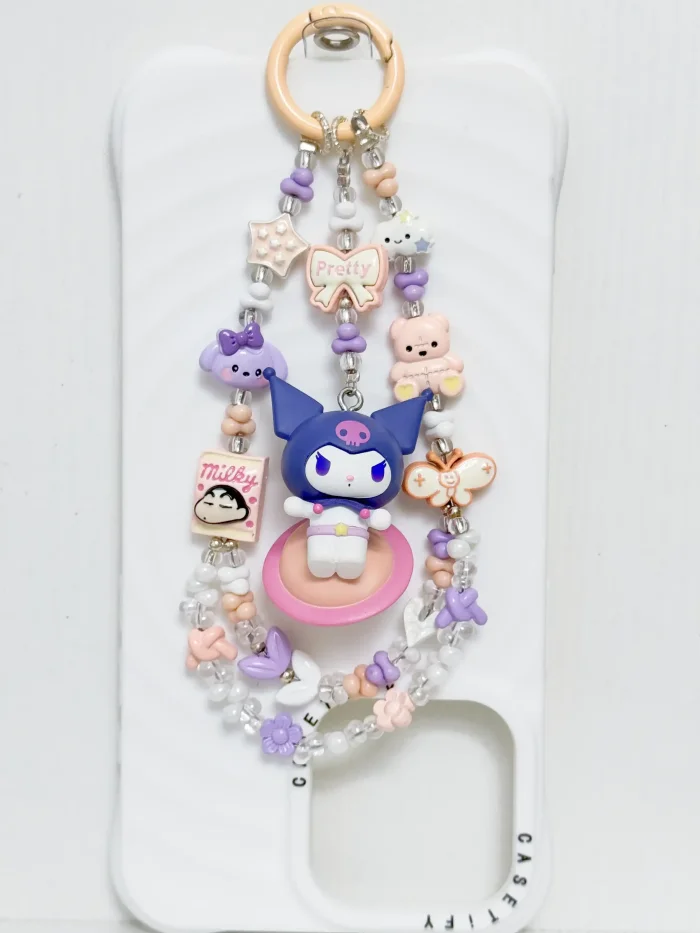 Handmade Alloy Charm Phone Strap Kuromi