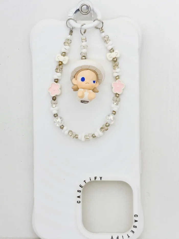 Handmade Alloy Charm Phone Strap Mushroom Pop Bean