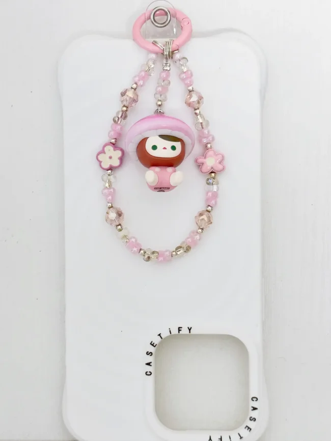 Handmade Alloy Charm Phone Strap Mushroom Pop Bean
