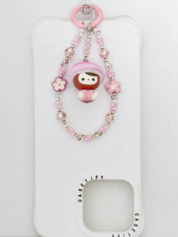 Handmade Alloy Charm Phone Strap Mushroom Pop Bean