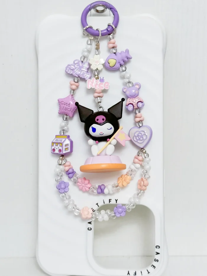 Handmade Alloy Charm Phone Strap Kuromi