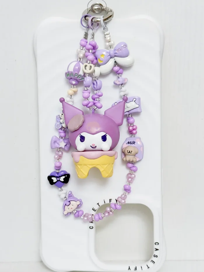 Handmade Alloy Charm Phone Strap Kuromi