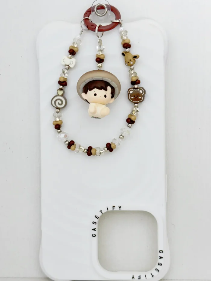 Handmade Alloy Charm Phone Strap Mushroom Pop Bean