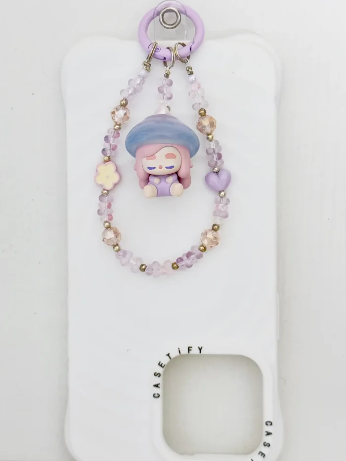 Handmade Alloy Charm Phone Strap Mushroom Pop Bean