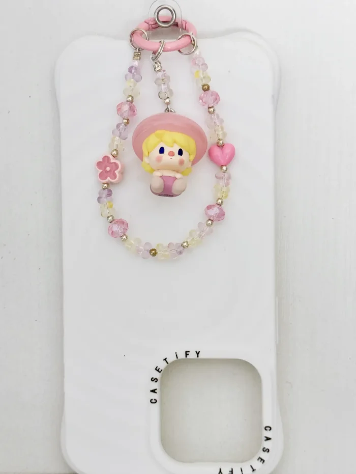 Handmade Alloy Charm Phone Strap Mushroom Pop Bean