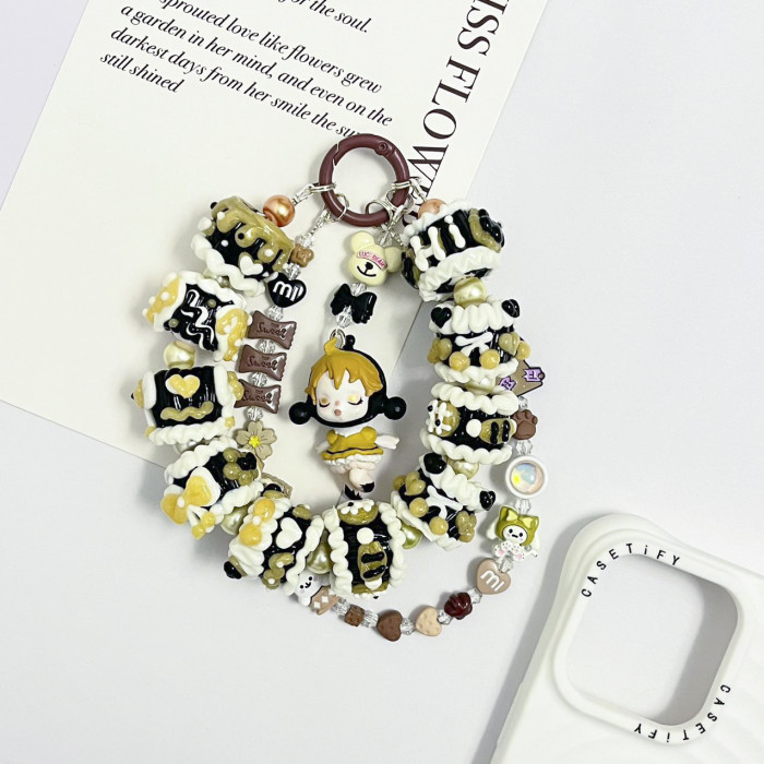 Hand Painted Beads Phone Charm Skullpanda