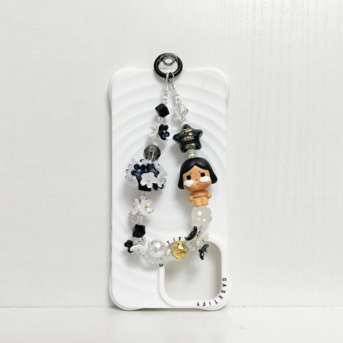 Handmade  Crystal Glass Charm Phone Strap Crybaby
