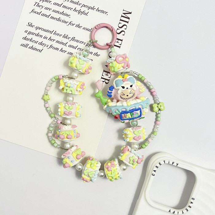Hand Painted Beads Phone Charm Labubu