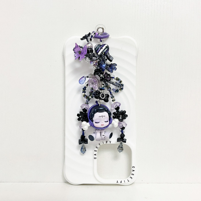 Handmade  Crystal Glass Charm Phone Strap Skullpanda