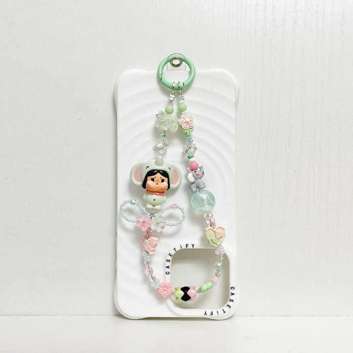 Handmade  Crystal Glass Charm Phone Strap Crybaby
