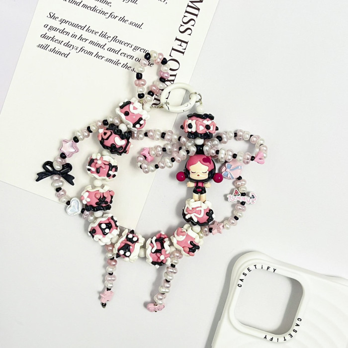 Hand Painted Beads Phone Charm Skullpanda