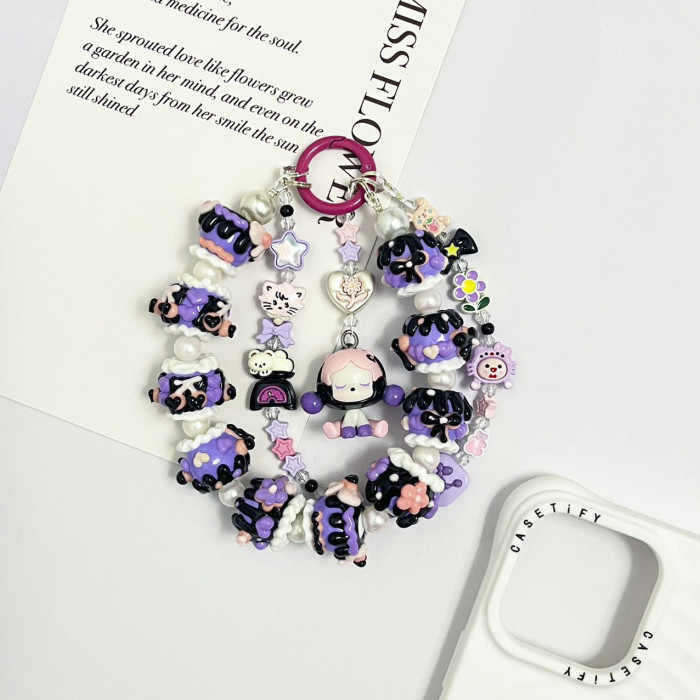 Hand Painted Beads Phone Charm Skullpanda