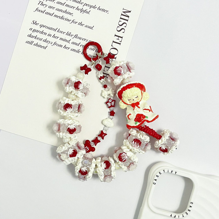 Hand Painted Beads Phone Charm Skullpanda