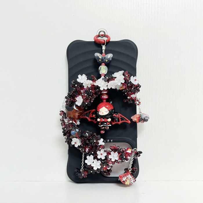 Handmade  Crystal Glass Charm Phone Strap Skullpanda