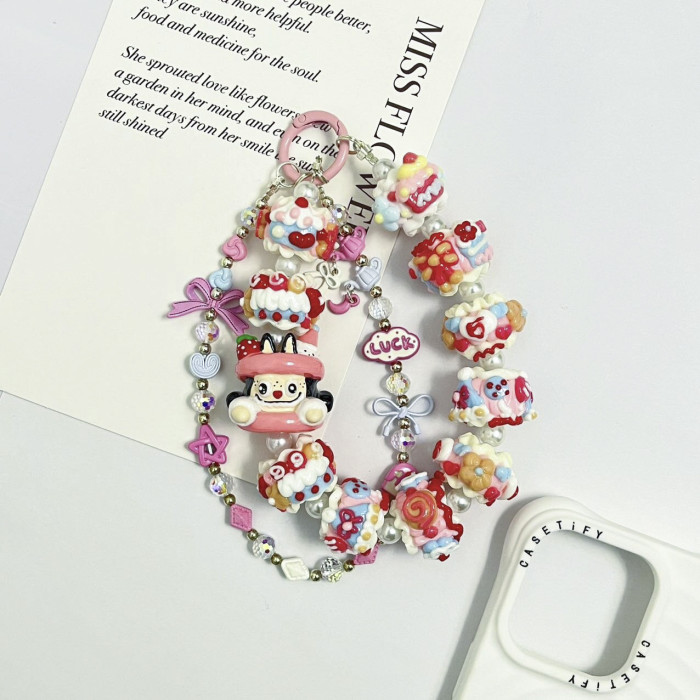 Hand Painted Beads Phone Charm Labubu