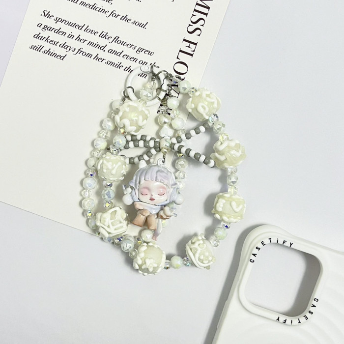 Hand Painted Beads Phone Charm Skullpanda