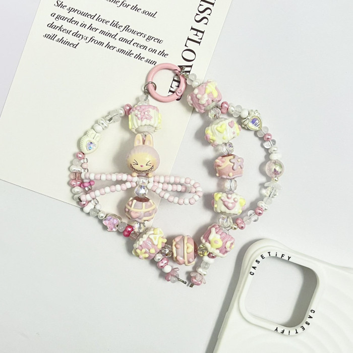 Hand Painted Beads Phone Charm Labubu