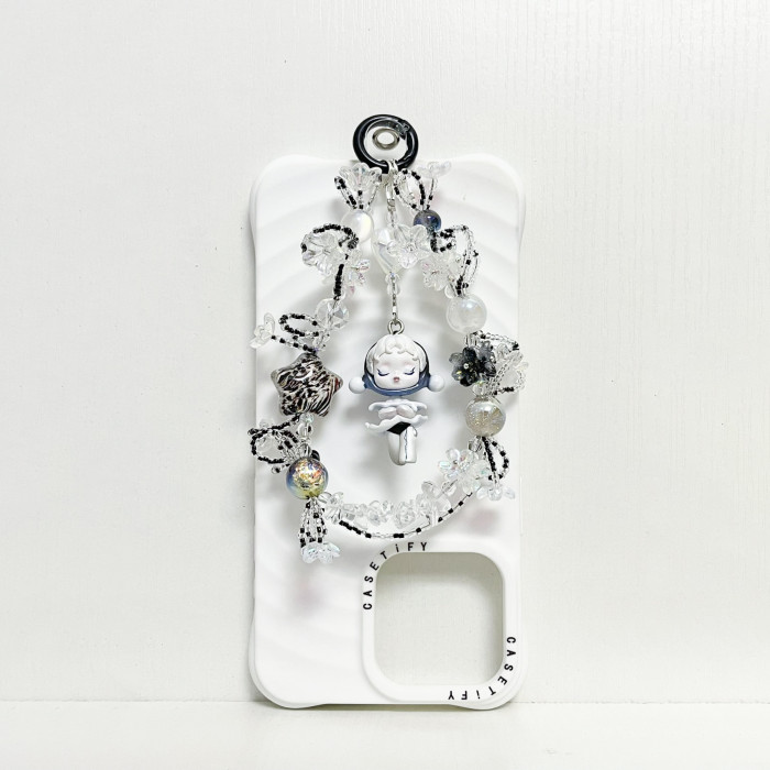 Handmade  Crystal Glass Charm Phone Strap Skullpanda