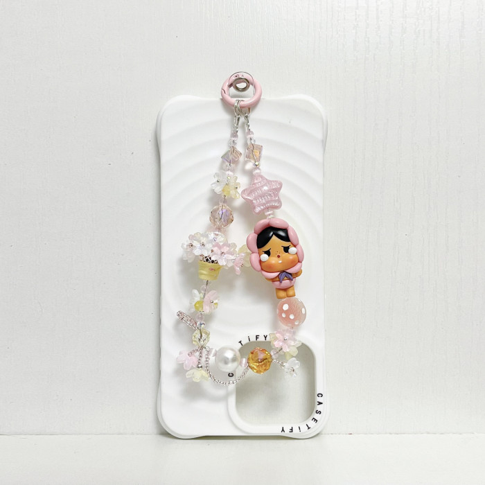 Handmade  Crystal Glass Charm Phone Strap Crybaby