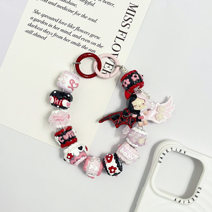 Hand Painted Beads Phone Charm Skullpanda