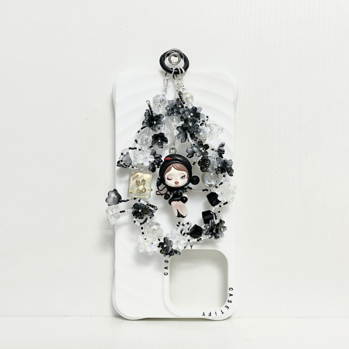 Handmade  Crystal Glass Charm Phone Strap Skullpanda