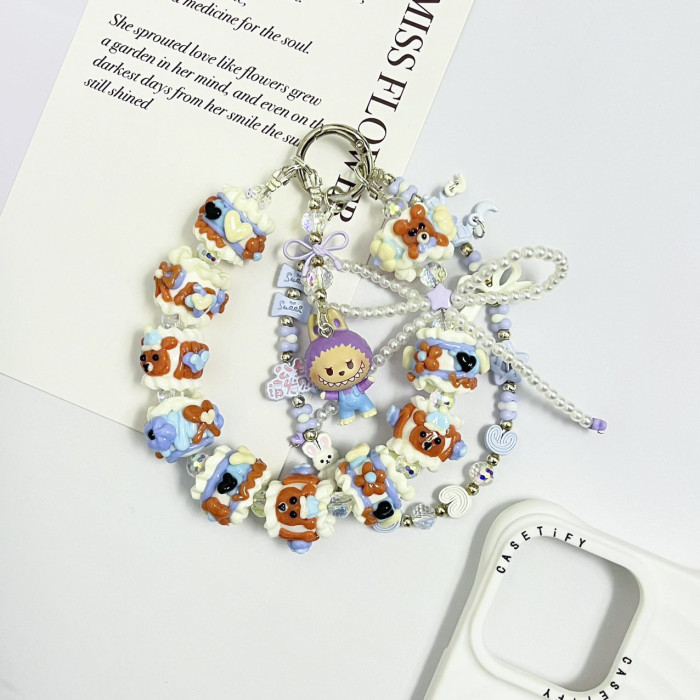 Hand Painted Beads Phone Charm Labubu