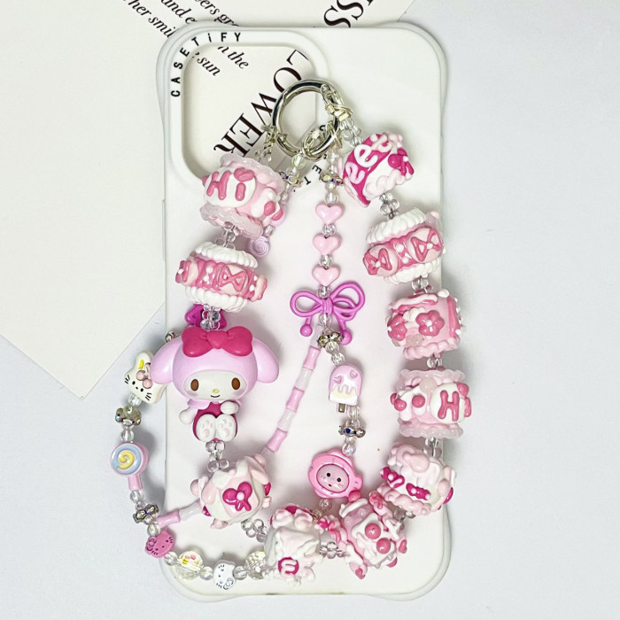 Hand Painted Beads Phone Charm Sanrio