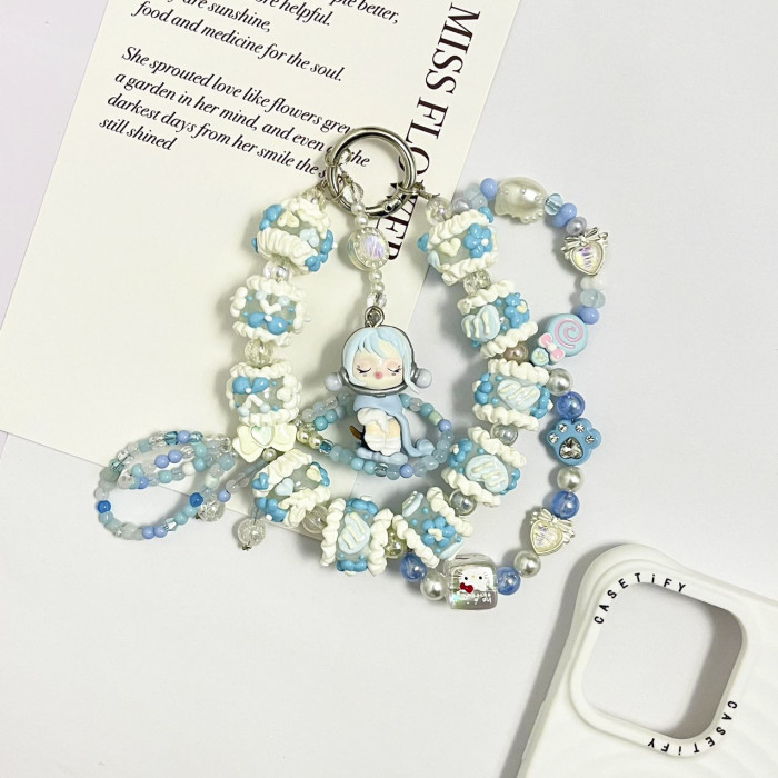 Hand Painted Beads Phone Charm Skullpanda